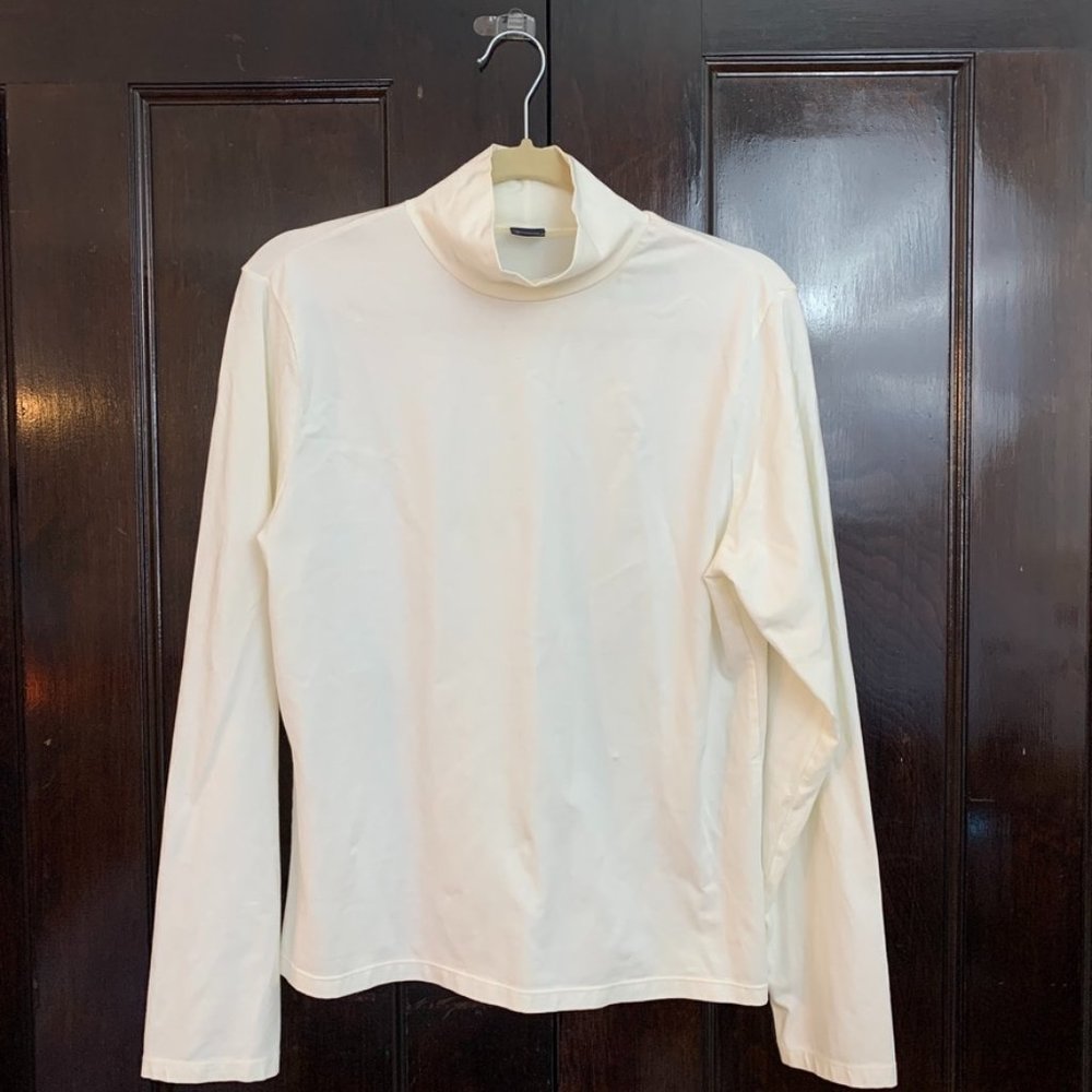 Size L Lands' End	White/Off-white Long-sleeve Turtleneck